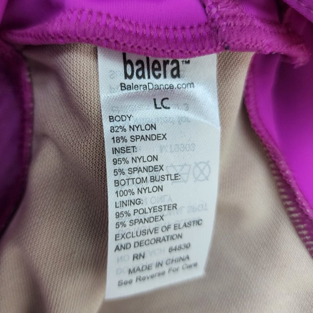 Balera Leotard LC Large/Child Pink Purple Shorts w/ Bustle High Neck Long Sleeve - Picture 10 of 11